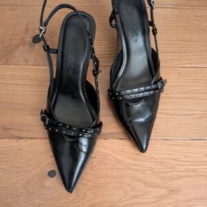 Pull&Bear Black Pointed Slingback Heels